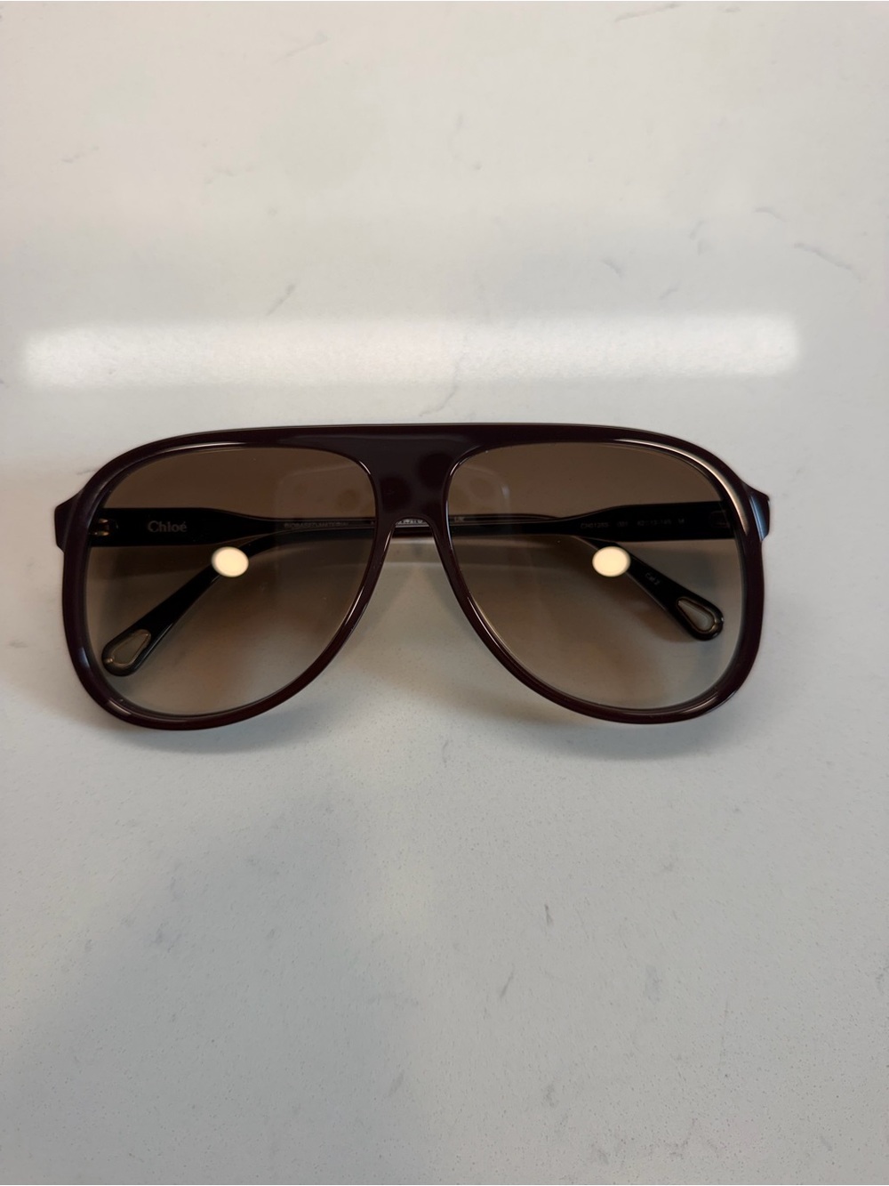 Chloé Oversized Aviator Sunglasses in Dark Brown with Gradient Lenses